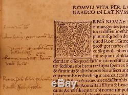 1491 PLUTARCH Parallel Lives Incunable Cicero Hannibal Plato Aristotle Homer