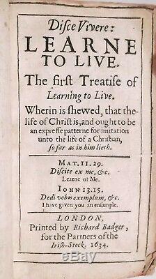 1634 RARE 1ST-ED LEARN TO LIVE & DIE+WOODCUTS Antique King James Bible 1611