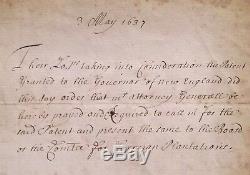 1637 ANTIQUE MANUSCRIPT CHARTER OF NEW-ENGLAND Patriotic ALS Colonial Americana