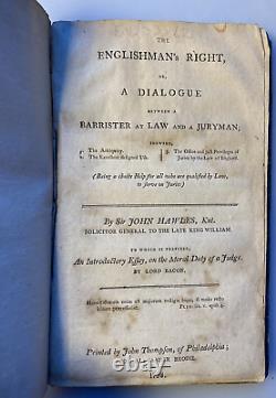 1798 Englishman s Right (American Jurist) 1st. American Edition Right Jury Trial