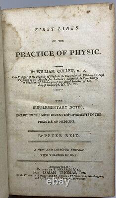 1807 Medical First Lines Practice Physic Cullen First American Edition