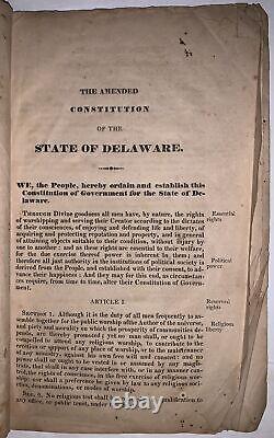 1831, The Amended Constitution Of The State Of Delaware, De, Wilmington Imprint