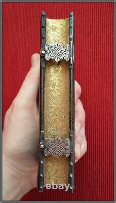 (1860) SILVER Clasps CHROMOLITHOGRAPHS GAUFFERED Missal Bible Antique Gift
