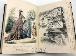 1876 Journal des demoiselles fashion hand coloured plates Victorian magazine