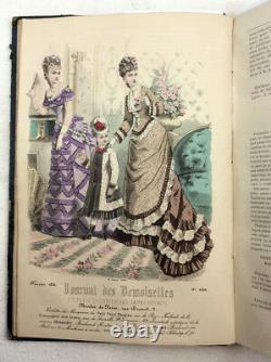 1876 Journal des demoiselles fashion hand coloured plates Victorian magazine