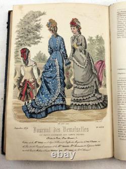 1876 Journal des demoiselles fashion hand coloured plates Victorian magazine