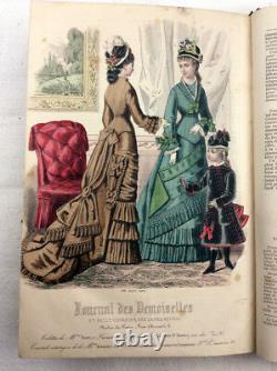 1876 Journal des demoiselles fashion hand coloured plates Victorian magazine