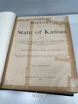 1883 1st Ed History of State of Kansas A. T. Andreas Book RARE repair