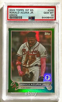 2022 Topps 1st First Edition Ronald Acuna /150 Green Foil Refractor PSA 10 #200