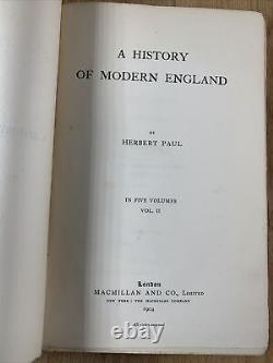 A HISTORY OF MODERN ENGLAND Vols I-V by Herbert Paul-Original First Edition 1904