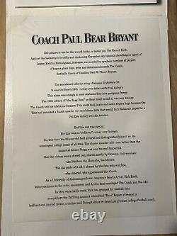 Alabama- PaulBearBryant, With Certificates Complete/papers Rick Rush edition
