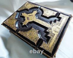 Antique Vtg Holy Catholic Bible Douay & Rheims 1800's. 22 Kt Gold Gilt Leather