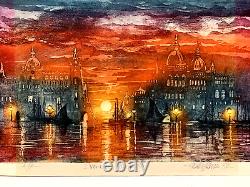 Beautiful Signed'82 A/p First Edition Color Etching Venetian Sunset