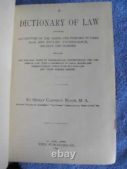 Black's Law Dictionary, Original 1891 First Edition Henry Campbell Black 1st