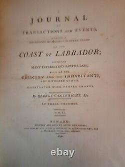 Cartwright's Journal 1792 Newfoundland Labrador 3 Volume Set Original Binding