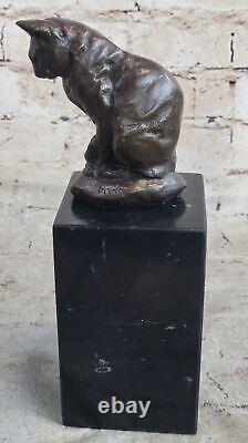 Cat Kitty Feline Lover Collector Bookend Bronze Marble Statue Decor Gift Deal NR