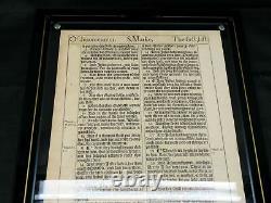 FIRST EDITON KING JAMES BIBLE FIRST EDITION LEAF OF 1611 WithCOA FRAMED S. MARKE