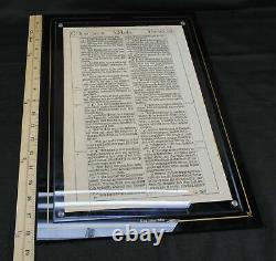 FIRST EDITON KING JAMES BIBLE FIRST EDITION LEAF OF 1611 WithCOA FRAMED S. MARKE