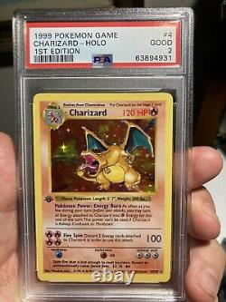 First Edition Charizard Holo 4/102 Base Set Original 1999 Pokemon Card Psa 2