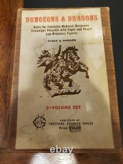 First Edition D&D in Original Wood box, three booklets, and reference sheets