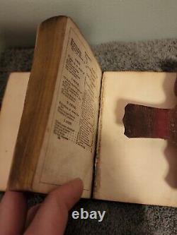 First Edition Red Leather Bound Antique 1846 Holy Bible American Bible Society