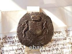 Genuine 1601 Elizabeth I Privy Seal Latin Manuscript THURLAND CASTLE Document