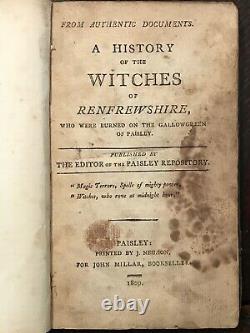 HISTORY OF THE WITCHES OF RENFREWSHIRE 1st Ed, 1809 WITCHCRAFT TRIALS BURNING