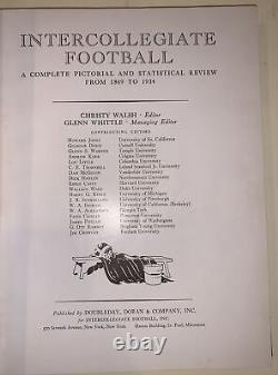 Intercollegiate Football 1869-1934, Walsh, First Edition In Rare Dj, Sports