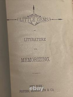 LITTLE GEMS OF LITERATURE FOR MEMORIZING 1882 HB Rare