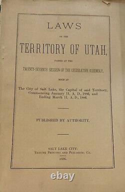 Laws of the Territory of Utah, 1882, Mormon