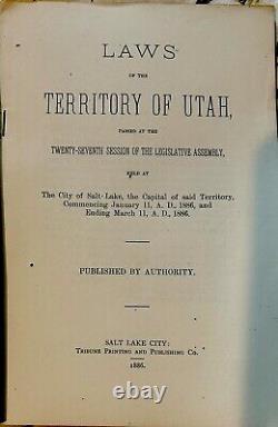 Laws of the Territory of Utah, 1882, Mormon