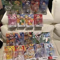 Lot of 24 Sealed 1st Edition Amiibo Original First Print With WiiU/3DS Backs