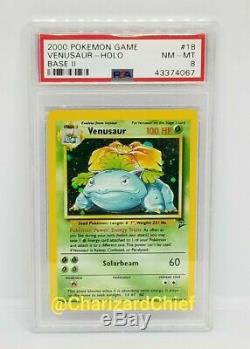 Mint Venusaur Holo Rare Original Pokemon Card Base Set 2 Collection 18/130 Psa
