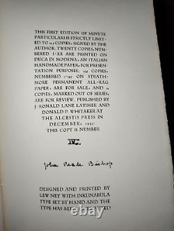 Minute Particulars by John Peale Bishop 1935 SC First Edition Limited Signed