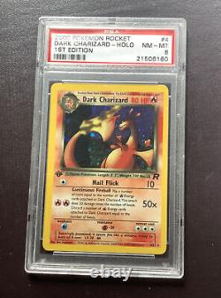 Original PSA 8 First Edition Dark Charizard Shiny/ Holo Pokemon Card Rocket Set