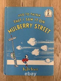 RARE 1937 BOOK CLUB And To Think That I Saw It On Mulberry Street Dr Seuss