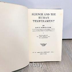 RARE Science and the Human Temperament First Edition Hardcover Erwin Schrödinger