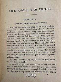 Rare 1883, 1st Ed, Life Among the Piutes, Sarah Winnemucca Hopkins