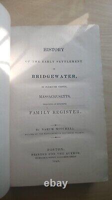 Rare History Of Bridgewater, Ma Nahum Mitchell 1840 1st Edition