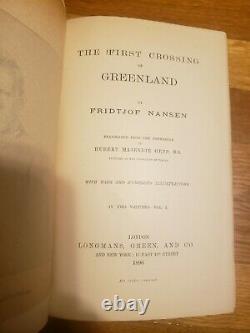 Rare The First Crossing Of Greenland 1890 F. Nansen Vol I Only 1st Edition