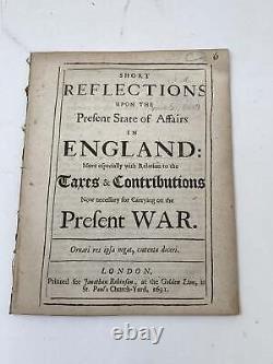 SHORT REFLECTIONS UPON THE PRESENT STATE OF AFFAIRS IN ENGLAND MORE 1st ed 1691