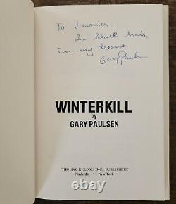 Signed WinterKill book by Gary Paulsen 1st edition / dust jacket rare