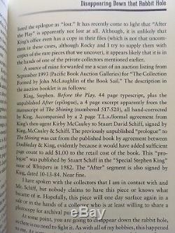 Stephen King BEFORE THE PLAY Signed 44 page Manuscript Shining Excised Prologue