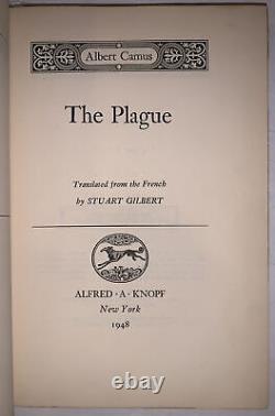 THE PLAGUE, by ALBERT CAMUS, 1948, FIRST EDITION, THIRD PRINTING, IN ORIGINAL DJ
