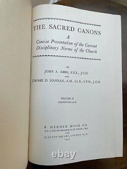 THE SACRED CANONS 2 Vol. Set John Abbo INSCRIBED HBDJ 1952 1st Edition withSupp
