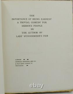 The Importance of Being Earnest OSCAR WILDE SIGNED Limited First Edition 1st