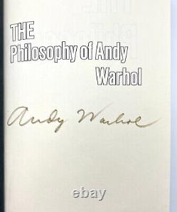 The Philosophy Of Andy Warhol From A to B First Edition 1st Printing Signed