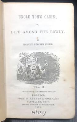 Uncle Tom's Cabin Harriet Beecher Stowe First Edition Early Printing 1852