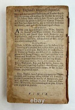 VERY RARE England's Happiness Improved 1697 First Ed Book Wine Spirits etc