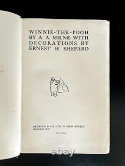 Winnie the Pooh FIRST EDITION (UK) 3rd Printing Milne 1926 Methuen